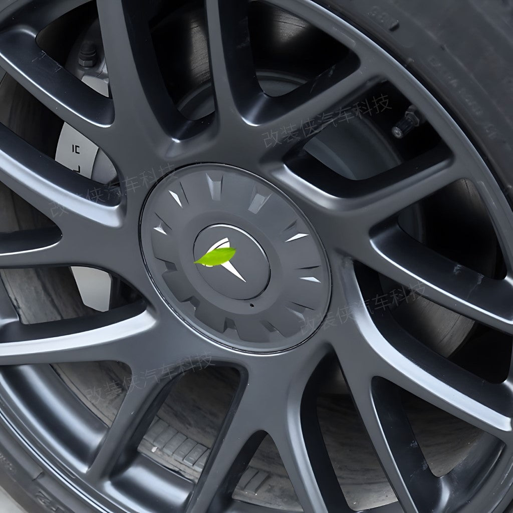 18″ Photon Wheel Centre Caps For Tesla Model 3 (Highland) in metal grey with sleek, durable design and custom fit.