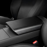 Armrest Box Cover For Tesla Model 3 (Highland) with carbon fibre ABS finish protecting centre console armrest.