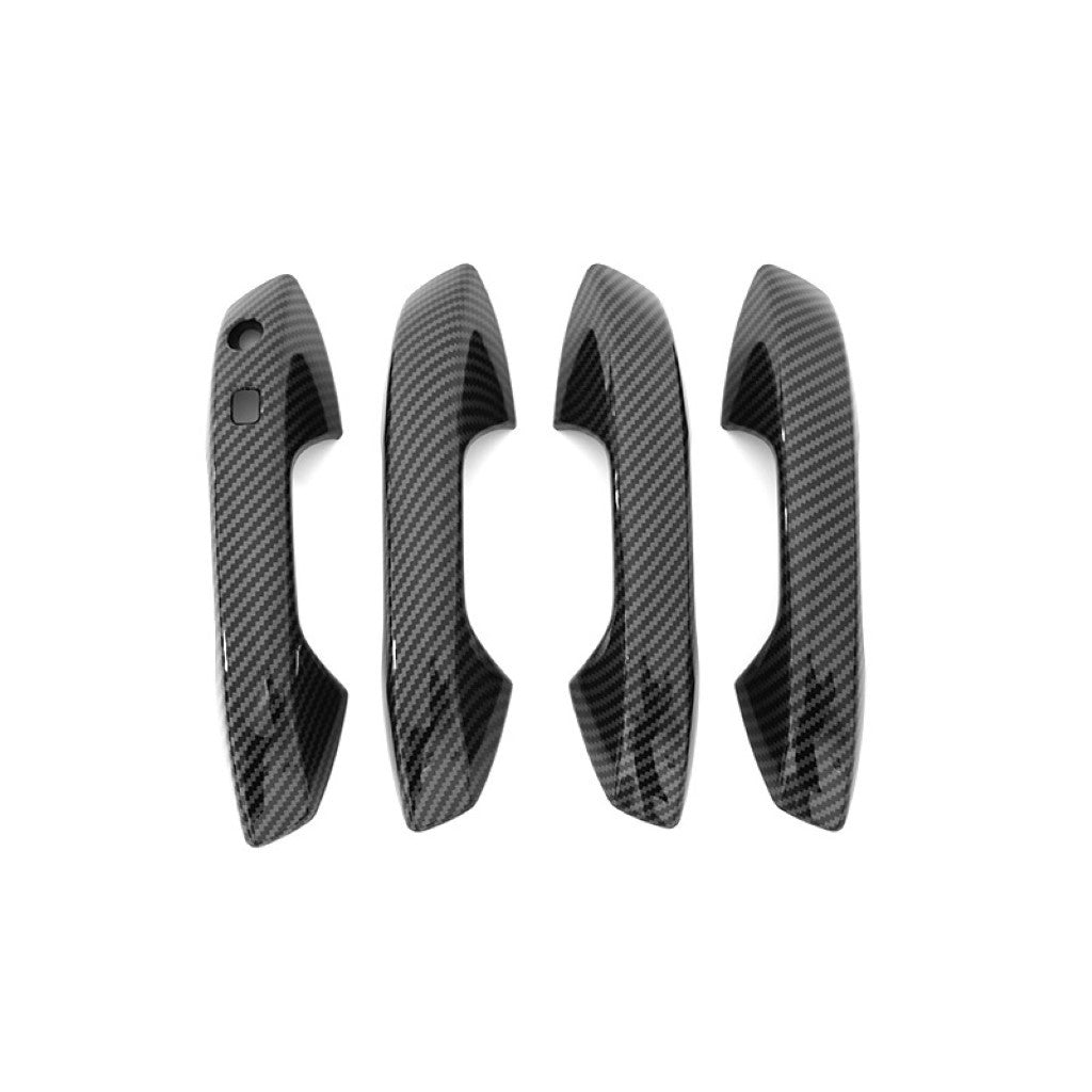 BYD ATTO 3 Door Handle Covers in carbon fibre ABS, custom fit for stylish protection of electric vehicle door handles.