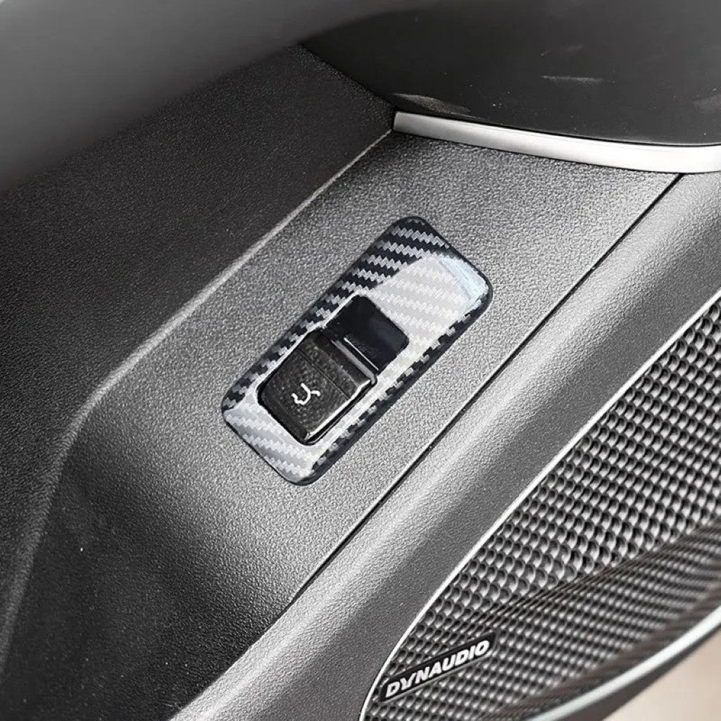 BYD Sealion 7 Tailgate Switch Trim Cover in carbon fibre style, enhancing durability and style for electric vehicles.