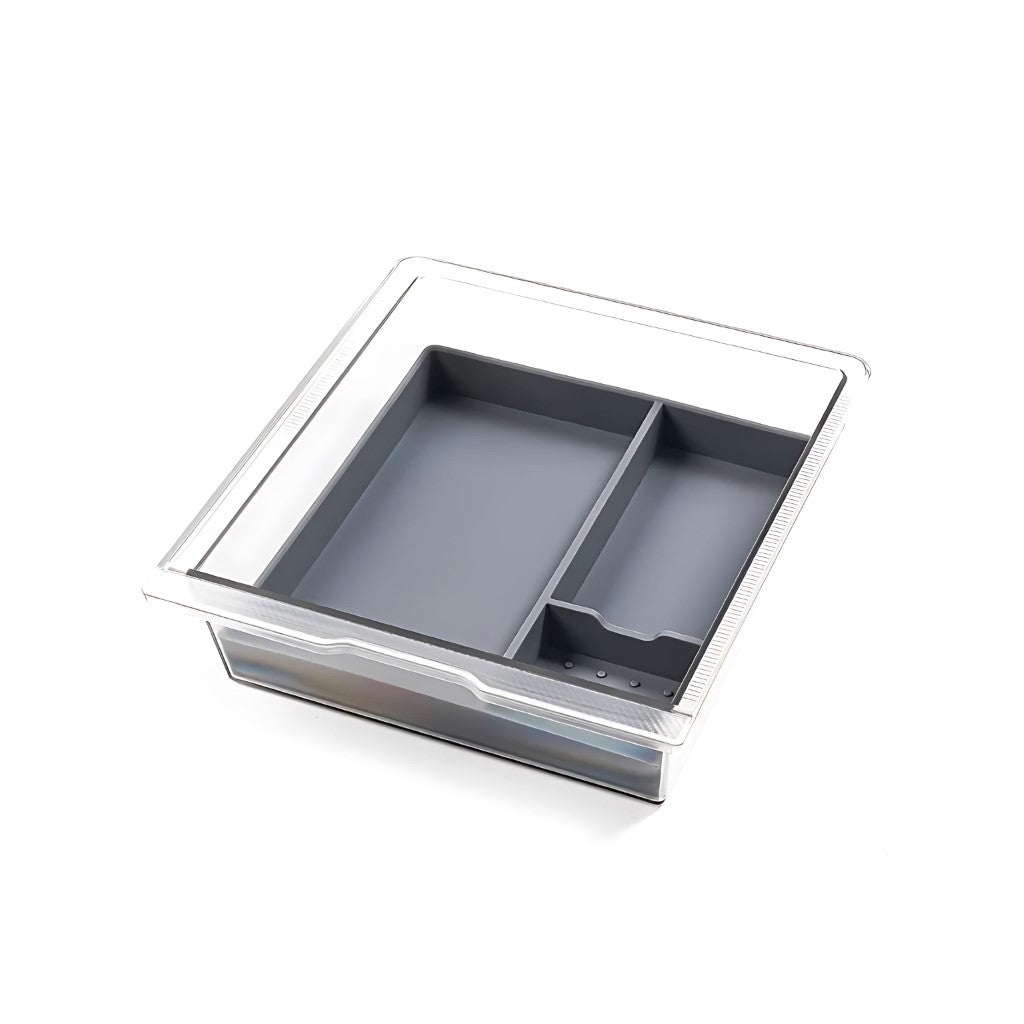 Centre Console Organiser Tray for Tesla Model 3 Highland with multiple compartments and anti-slip surface for organised storage.