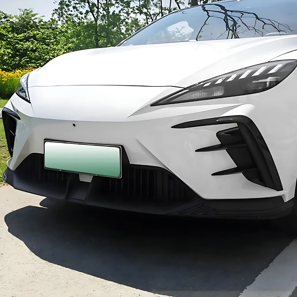MG4 Front Bumper Air Vent Cover installed on white MG4 electric vehicle, showcasing sleek design and durable ABS plastic.