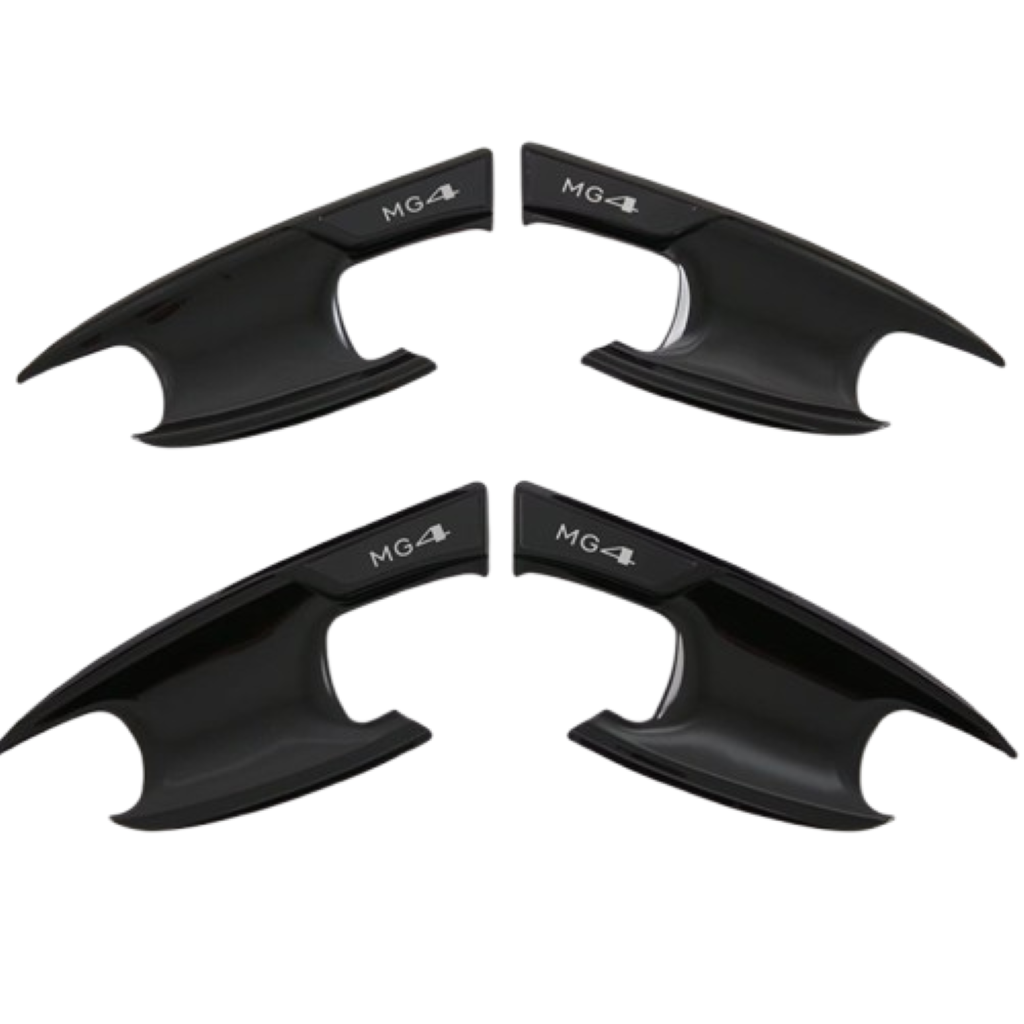 MG4 Outer Door Handle Bowl Covers in glossy black ABS plastic, designed for precise fit and scratch protection on MG4 doors.