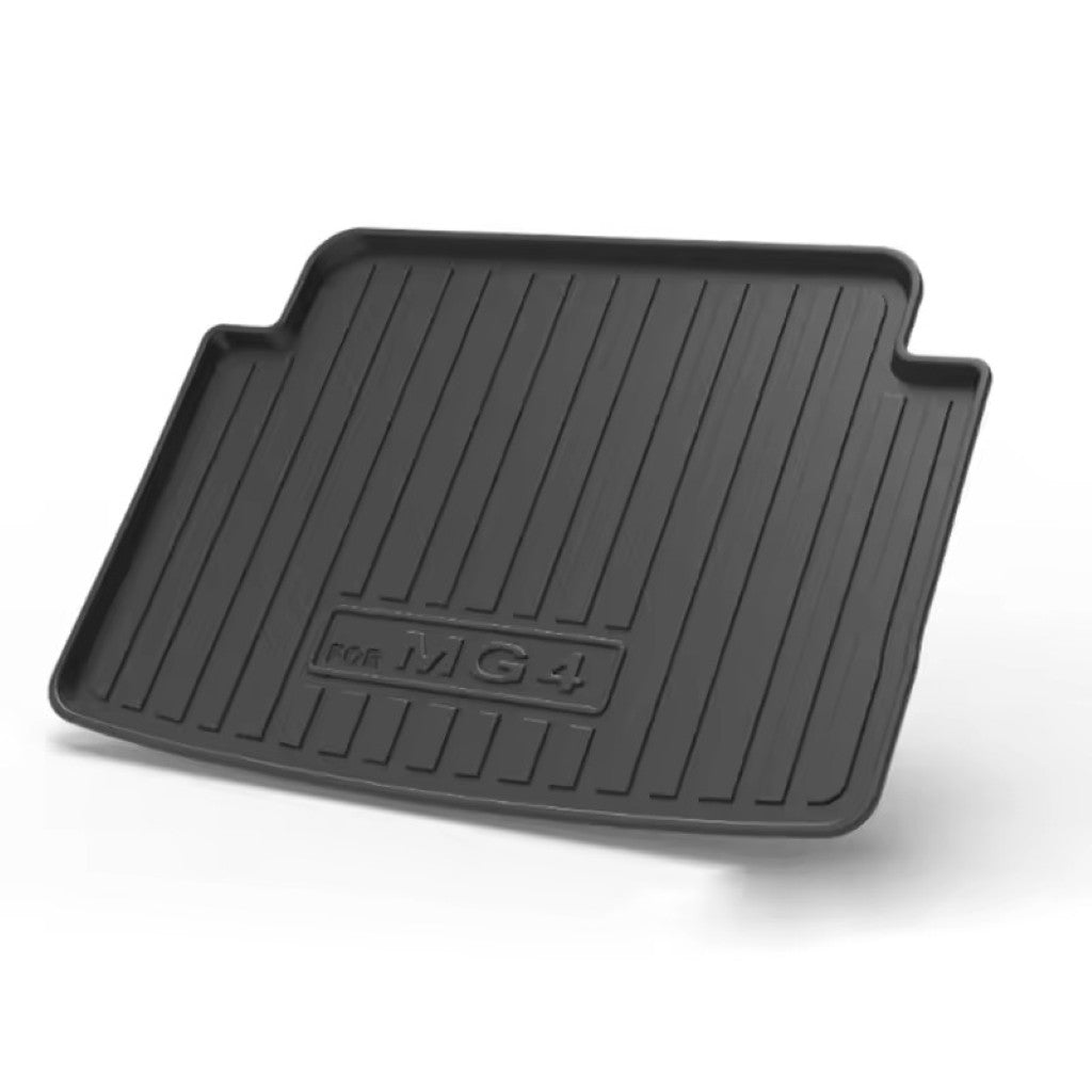 MG4 Rear Trunk Mat Boot Liner in black TPE material with custom fit and anti-slip design for MG4 boot protection.