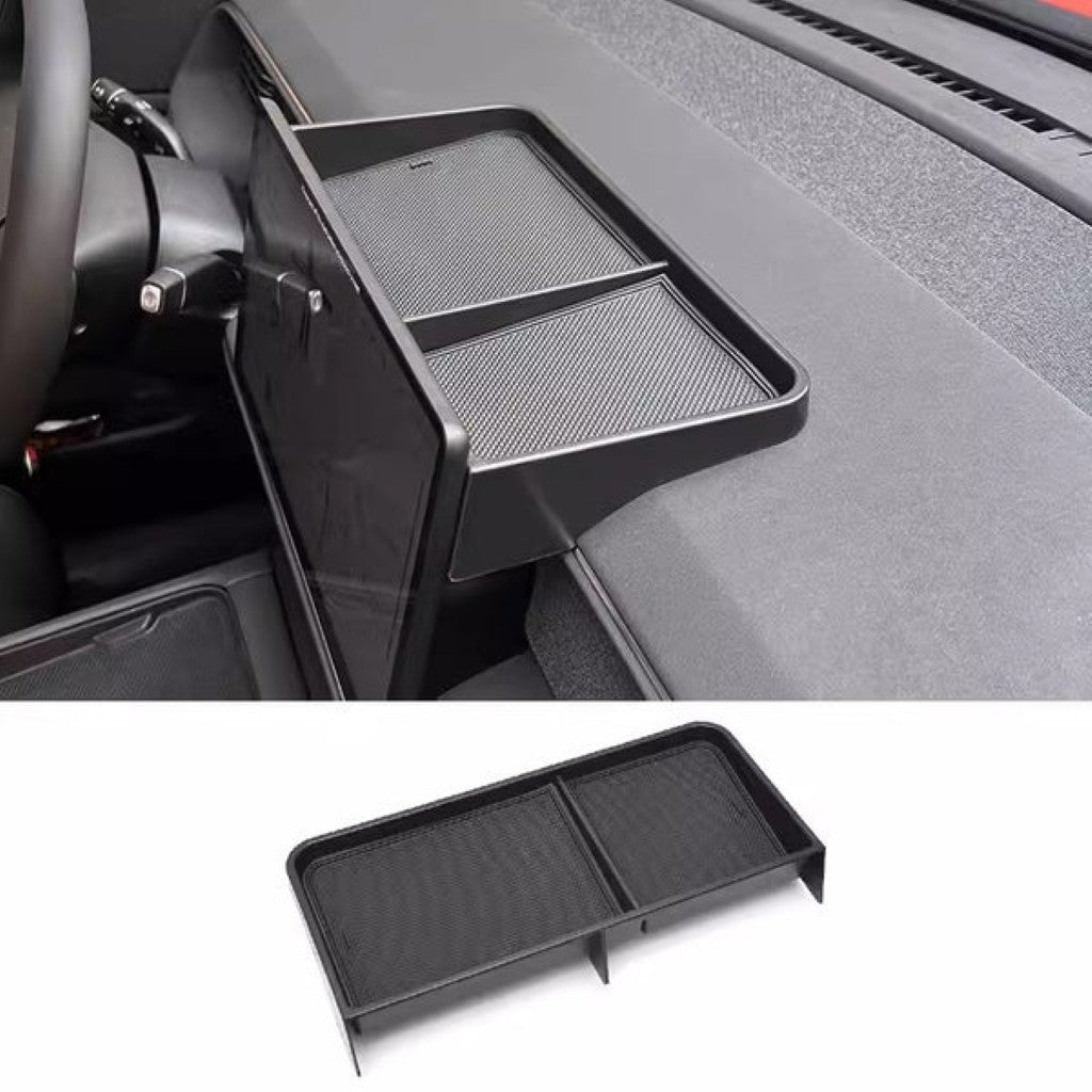 XPENG G6 Rear Navigation Screen Storage Box in black ABS fits behind screen for tidy storage of tissues and small items.