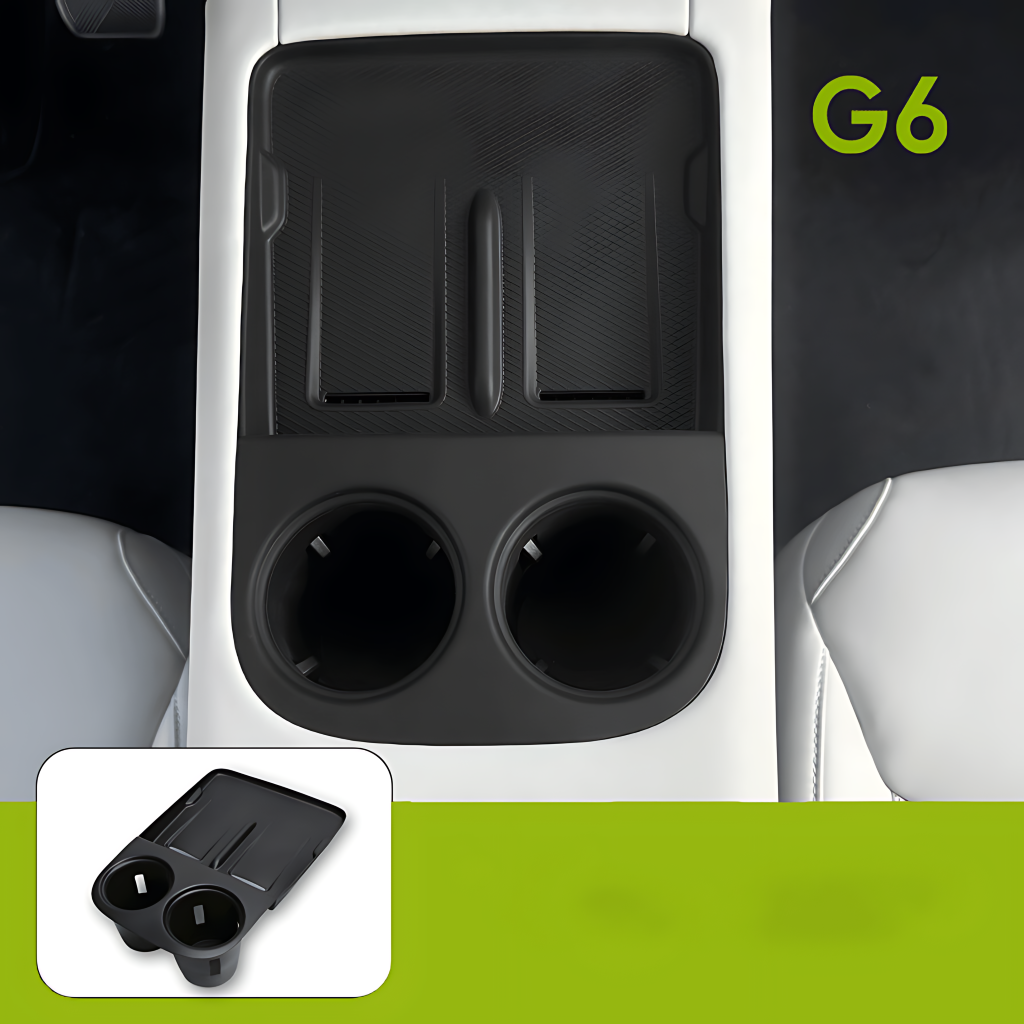XPENG G6 Wireless Charging Anti Slip Pad in black silicone with dual cup holders for secure, noise-free charging accessory.