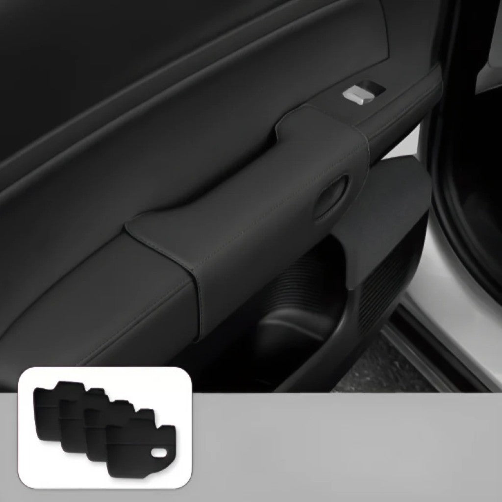 XPENG G6 Inner Door Handle Protective Cover in black artificial leather fitting electric vehicle door handle area.