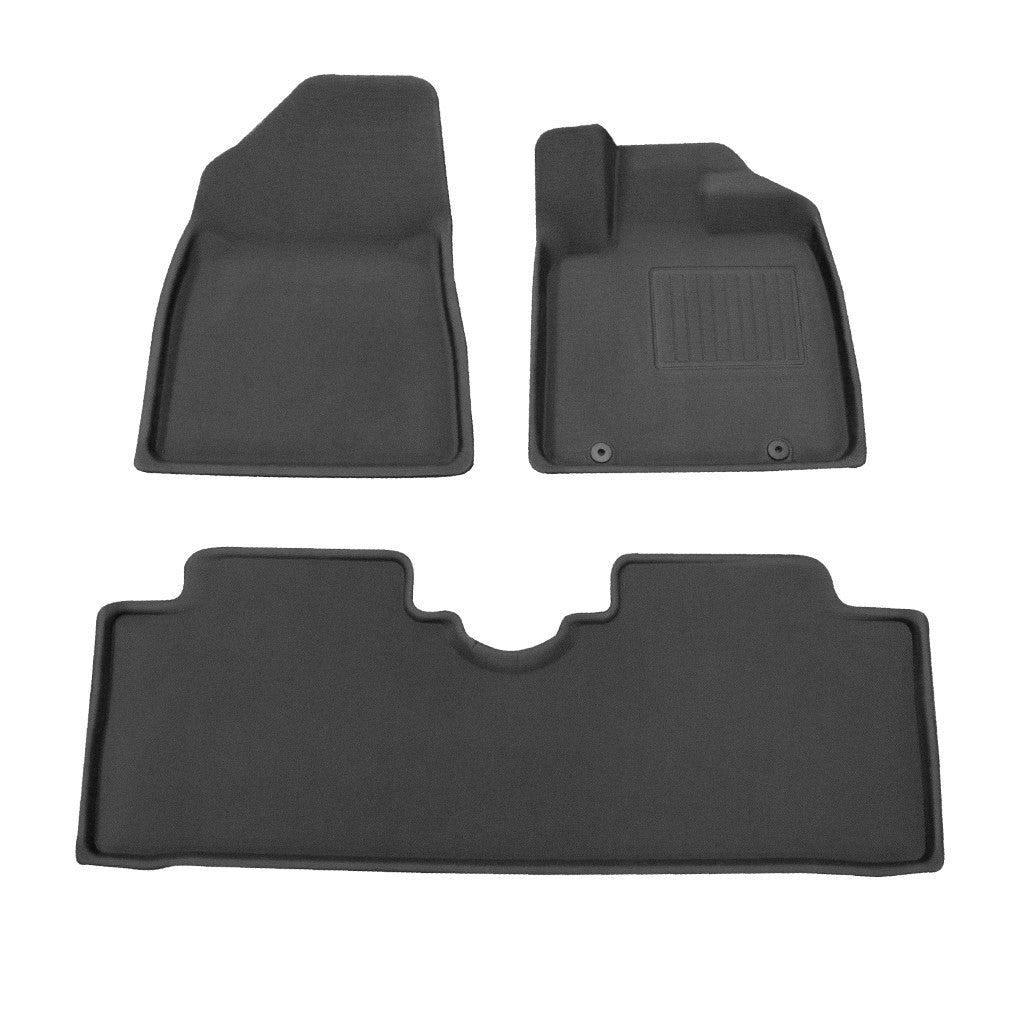 BYD Dolphin All Weather Floor Mats set in black XPE material, custom-fit for full interior protection and style.