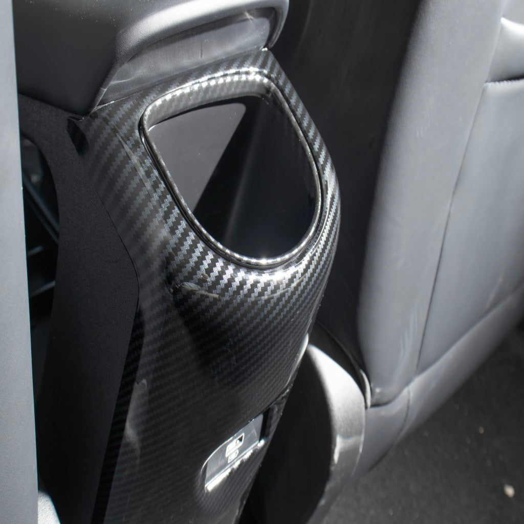 BYD Dolphin Rear Air Vent Outlet Cover in imitation carbon fibre ABS, sleek design enhancing rear air vent protection and style.