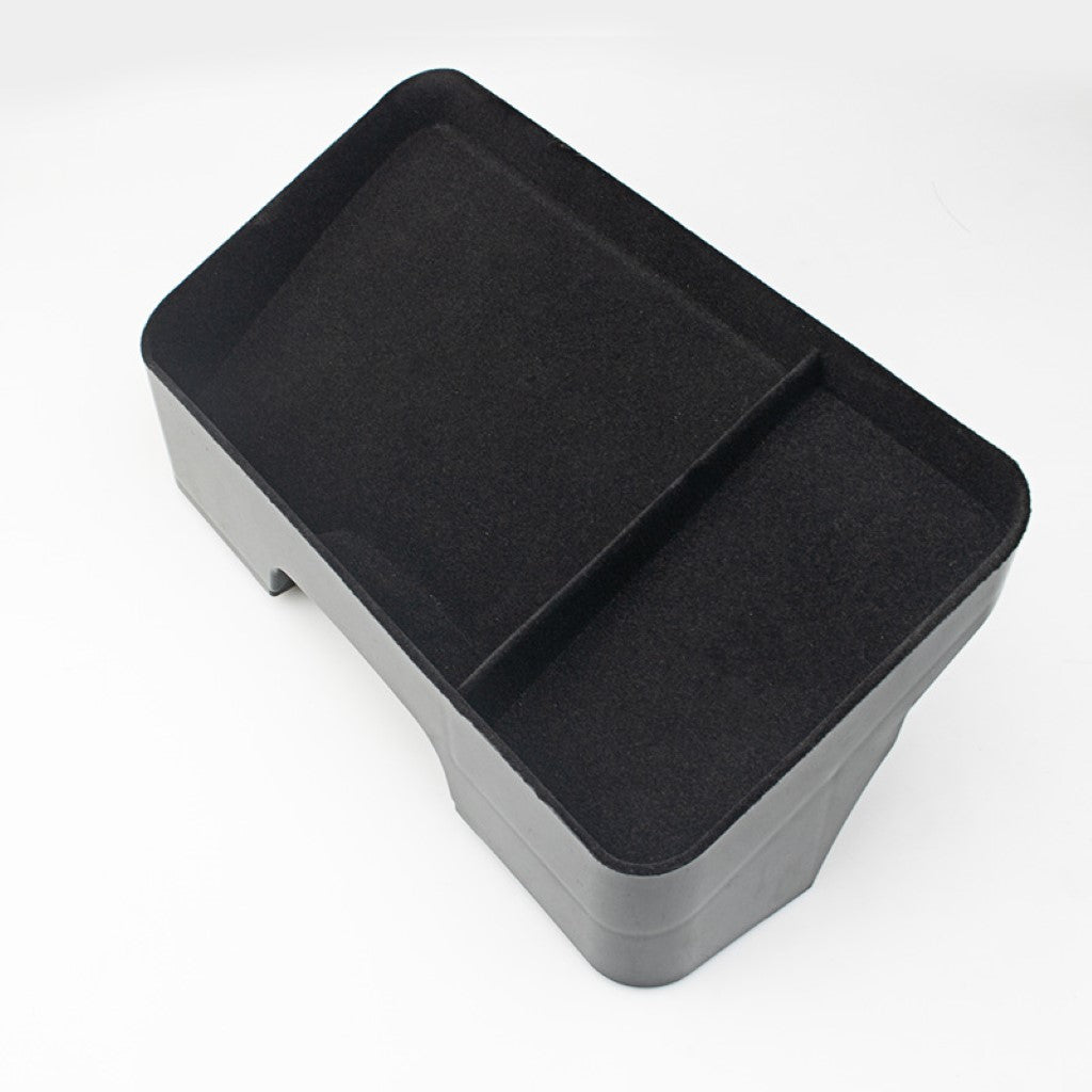 BYD Seal Navigation Screen Storage Box in black with divided compartments and soft flocking protection for car organisation.