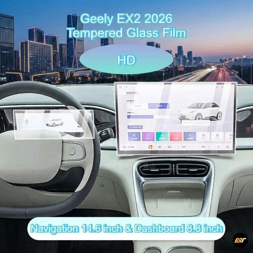 Geely EX2 2026 tempered glass screen protector for 14.6 inch navigation and 8.8 inch dashboard displays