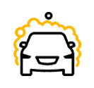 A yellow car icon on a white background.
