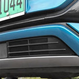 BYD ATTO 3 Front Mesh Grille Cover in black ABS plastic installed on electric vehicle front bumper.