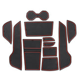 Set of precision-cut MG4 2022-2024 black anti-slip mats with red edging for door grooves and cup holders interior