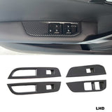 MG4 Window Control Panel Stickers in imitation carbon fibre for left-hand drive, enhancing electric vehicle interior style.