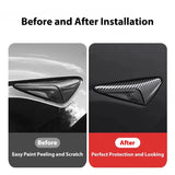 The seamless integration of a Tesla Model 3/Y Side Camera Lens Protector for a Mazda CX-5, before and after installation.