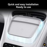 EVT grey dashboard storage tray fitted beneath car air vents with a raised divider and textured surface for easy access