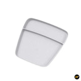 Light grey rectangular storage tray with a raised divider and textured ribbed base for organised vehicle interior storage