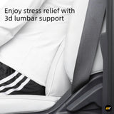 Car seat showing 3D lumbar support designed to provide added comfort and stress relief during journeys