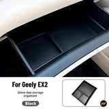 Geely EX2 black glove box storage organiser with divided compartments