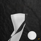 Close-up of white and black textured material featuring a diamond-patterned surface and magnified stitching detail