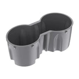 A gray plastic Tesla Model 3/Y Water Cup Holder with a lid on it, perfect for enhancing your Tesla driving experience.