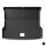 Black anti-slip boot liner mat with raised edges and grooves for vehicle cargo protection and water resistance