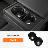 Black rear armrest cup holder insert with stainless steel base for Zeekr 7X electric vehicle interior accessory