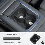 Central console silicone cup holder insert in black for electric vehicle Zeekr 7X with dual round compartments