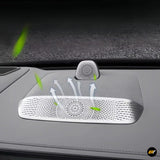 Zeekr 7X centre console dashboard air vent cover in white with airflow and green leaf airflow illustration