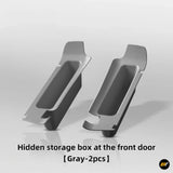 Pair of gray hidden storage boxes designed for front doors, ideal for organising small items in vehicles.