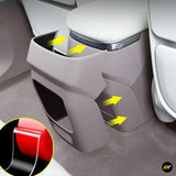Close-up of grey rear centre console cover with air outlet frame for electric vehicle interior detailing