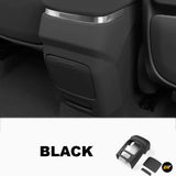 Black rear exhaust air outlet frame cover installed in a car interior with chrome trim detail