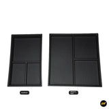 Black underseat storage organisers with multiple compartments for co-driver and driver’s seat in electric vehicle accessories